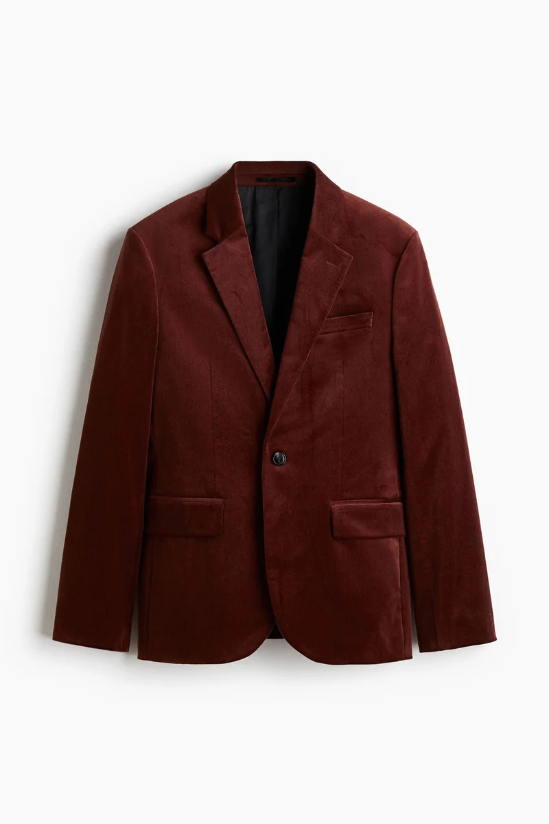 H&M  Regular Fit Single-breasted velvet jacket for Men | Best Price UAE
